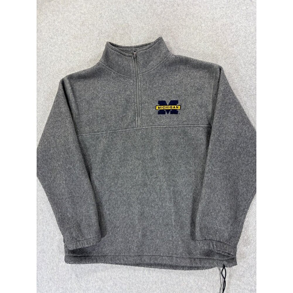 Michigan Wolverines BIG BLUE‎ 1/4 Zip Campus Pullover (Men's Medium) Gray
